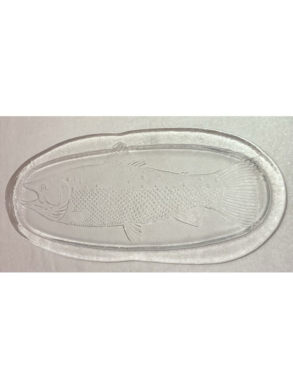 Large Italian Made 22” x 9” Clear Glass Salmon Fish Serving Platter from IVV